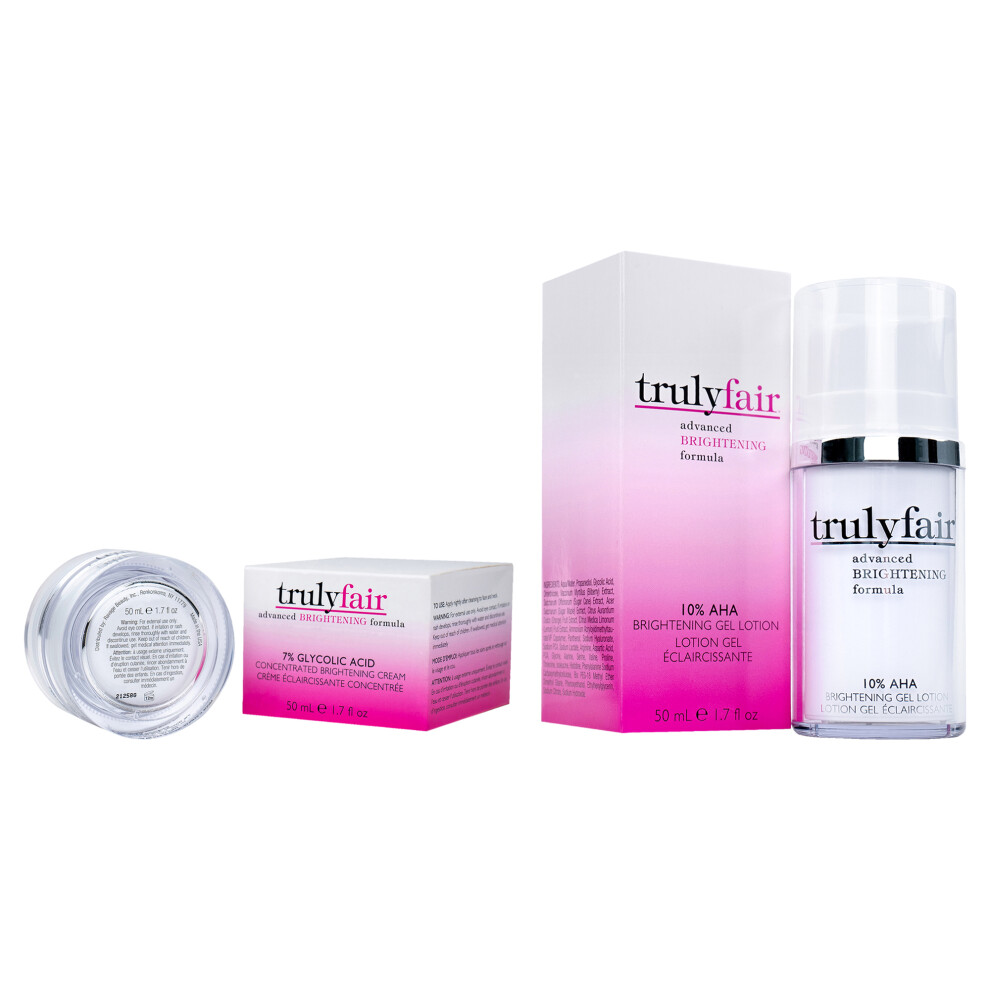 American Girl Truly Truly Fair Kit By Truly Fair For Unisex - 2 Pc Kit 1.7Oz 10 Percent Aha Brightening Gel Lotion, 1.7Oz 7 Percent Glycolic Acid Concentrated Brightening