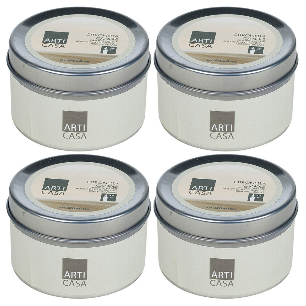 Urbn Living (4 Candles) Citronella Scented Candles Tins Fragranced Candle