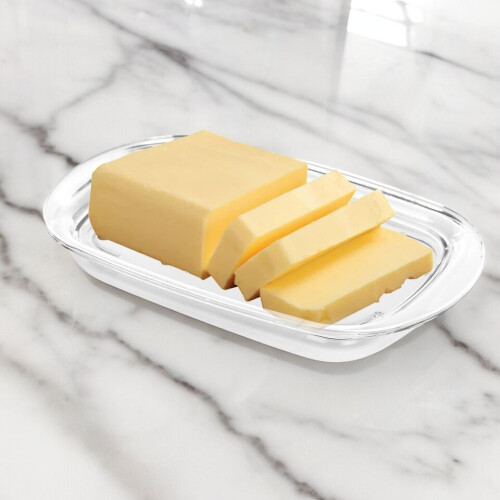 URBN-CHEF (1 Dish) Butter Cheese Dish Holder Storage Tray Clear Plastic Serving with Lid 2