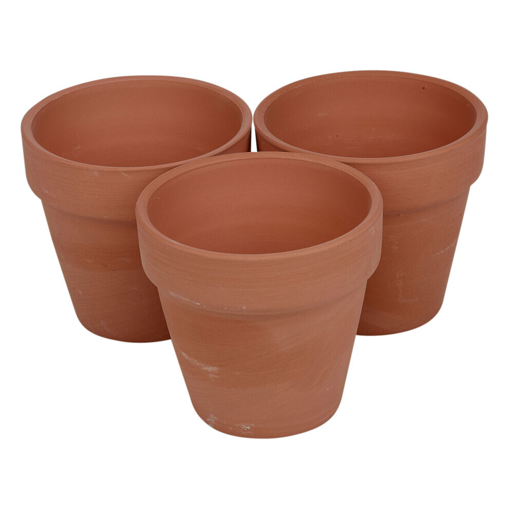 (3x Small) Terracotta Plant Pots with Drainage Hole Garden Flowers Set of 3/6