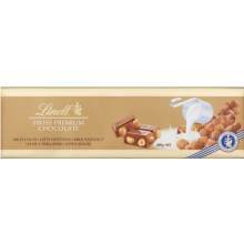 LINDT Milk & Hazelnut Gold Bar 300g (Pack of 10)
