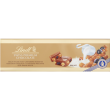 LINDT Milk, Raisin & Hazelnut Gold Bar 300g (Pack of 10)
