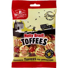 WALKER'S NONSUCH Nutty Brazil Toffees - Bag 150g (Pack of 12)