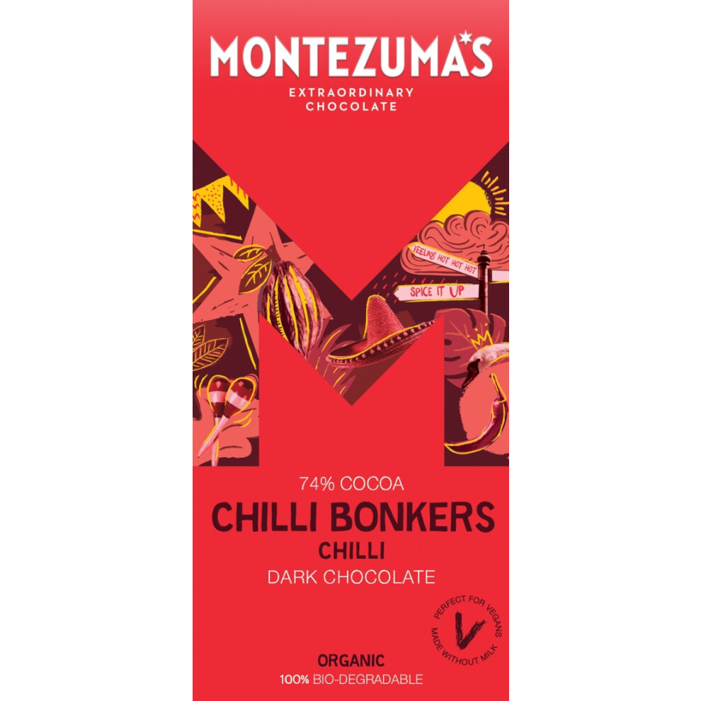 (4 PACK) Montezuma's CHILLI BONKERS Dark Chocolate Bar 90g - Image 6