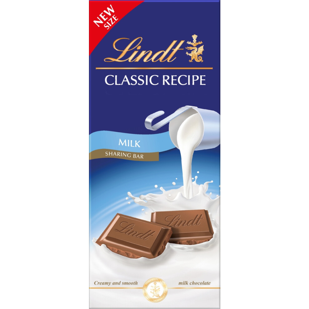 LINDT Classic Recipe Sharing Bar - Milk 190g (Pack of 13)