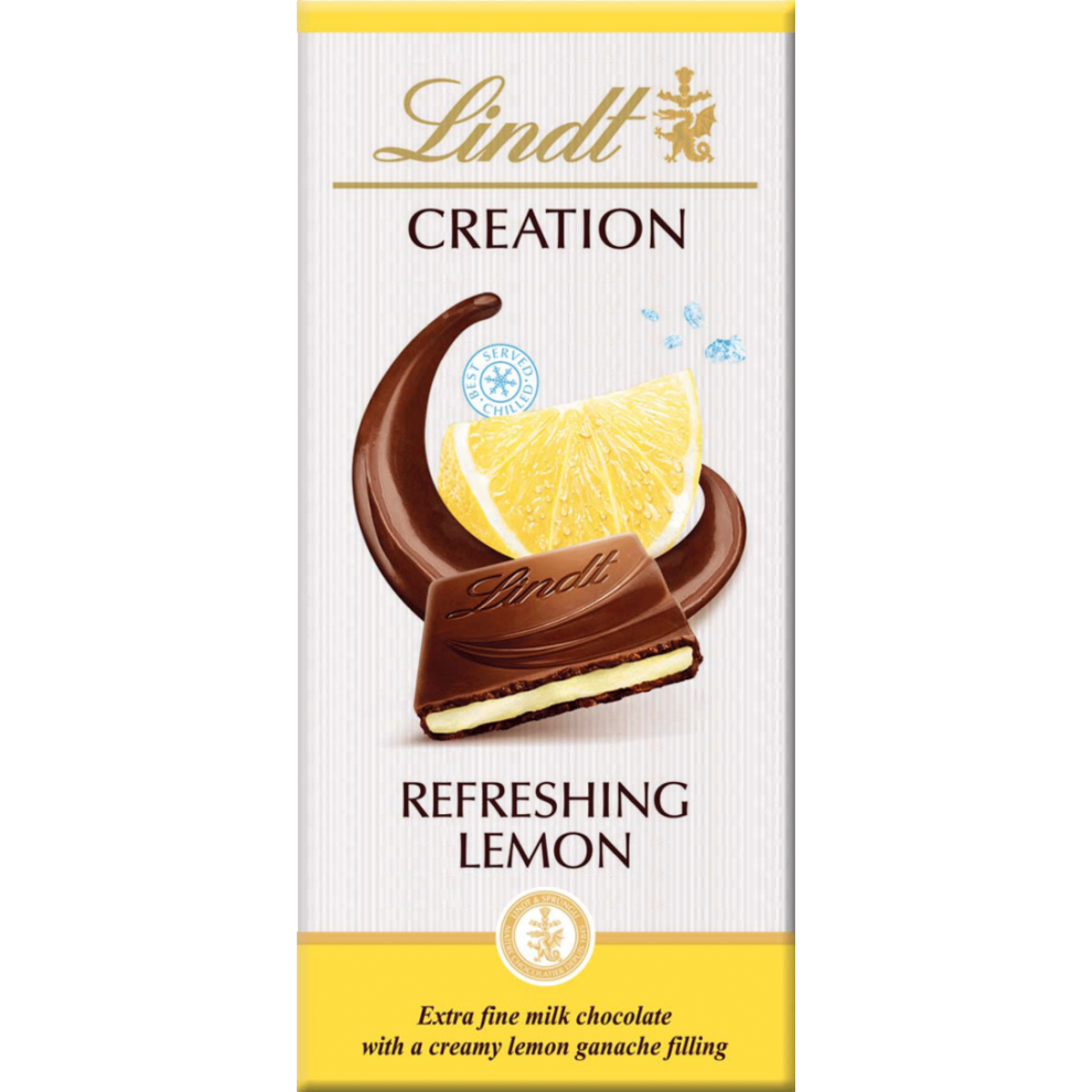 LINDT Creation Refreshing Lemon Milk Chocolate Bar 150g (Pack of 14)