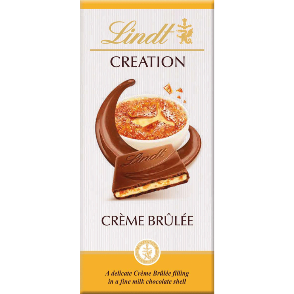 LINDT Creation Creme Brulee Milk Chocolate Bar 150g (Pack of 14)