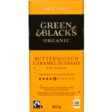 Green & Black's Organic Butterscotch Milk Chocolate Bar 90g - Creamy organic milk chocolate with treacly butterscotch