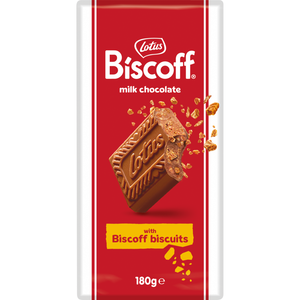 LOTUS Milk Chocolate with Biscoff Crumbs 180g (Pack of 16)