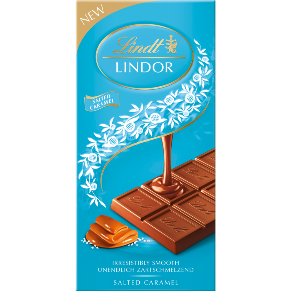 LINDT Lindor Bar Salted Caramel 100g (Pack of 18)