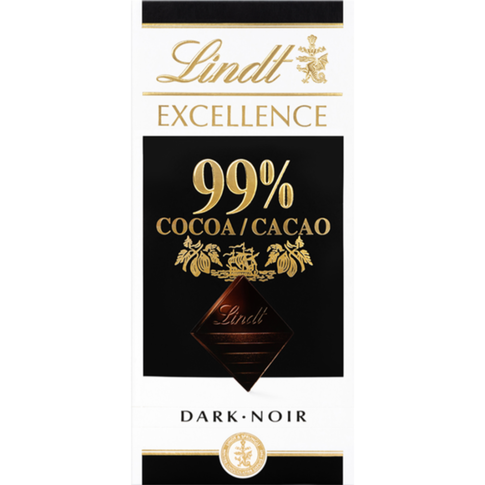 LINDT Excellence Dark 99% Cocoa Bar 50g (Pack of 18)