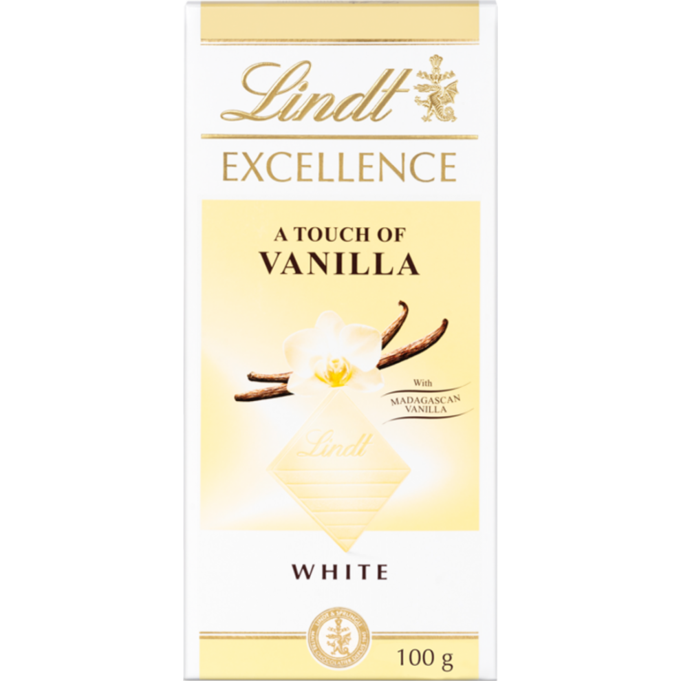 LINDT Excellence White Touch of Vanilla Bar 100g (Pack of 20)