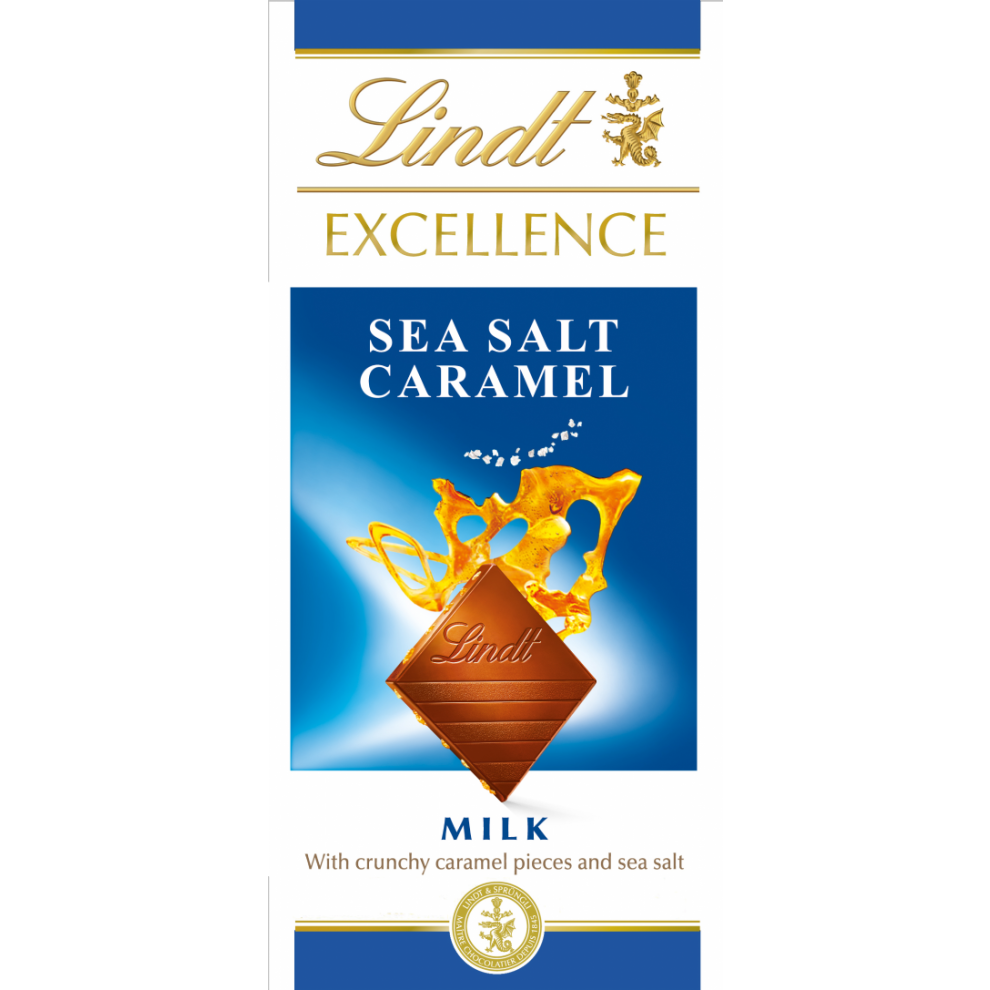 LINDT Excellence Milk Sea Salt Caramel Bar 100g (Pack of 20)