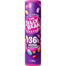 JELLY BEAN FACTORY 36 Huge Flavours Mix - Tube 90g (Pack of 24)