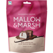 MALLOW & MARSH Vanilla Marshmallows / Milk Choc - Bag 100g (Pack of 6)
