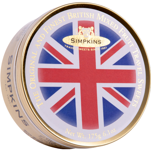 Simpkins SIMPKINS Mixed Fruit Drops - Union Jack Tin 175g (Pack of 6)