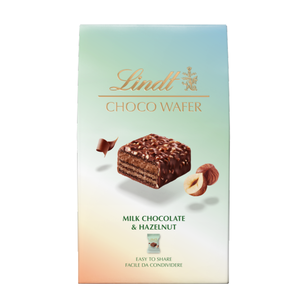 LINDT Choco Wafer - Milk Chocolate & Hazelnuts 135g (Pack of 8)