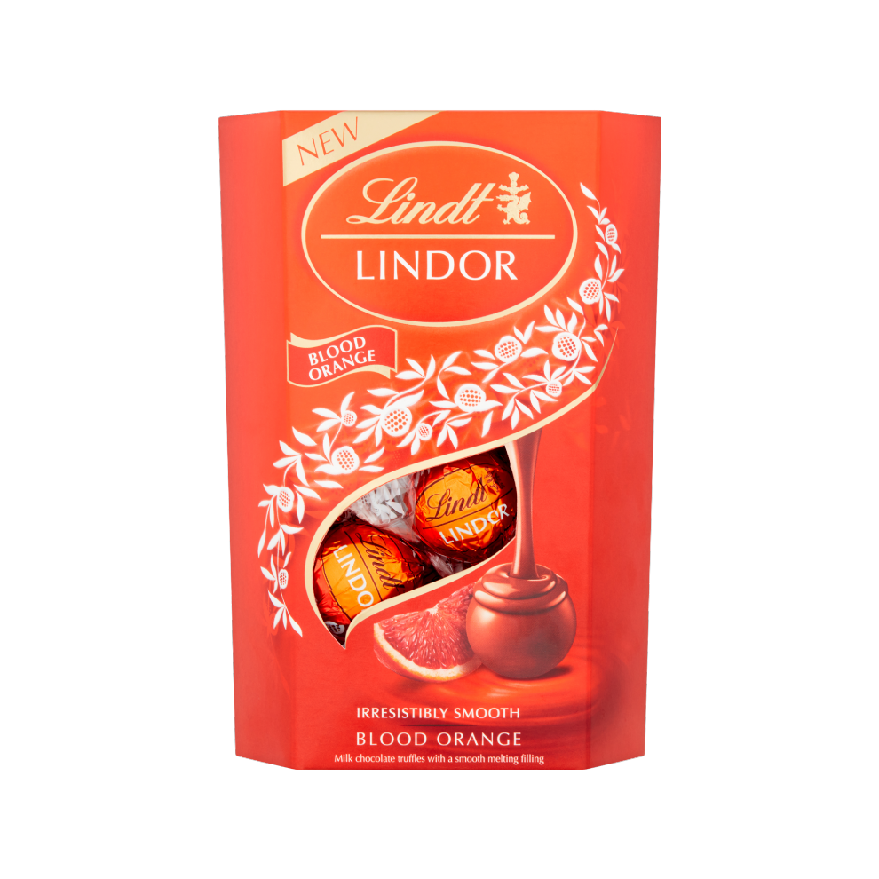 LINDT Lindor Blood Orange Cornet 200g (Pack of 8)