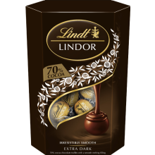 LINDT Lindor 70% Extra Dark Cornet 200g (Pack of 8)