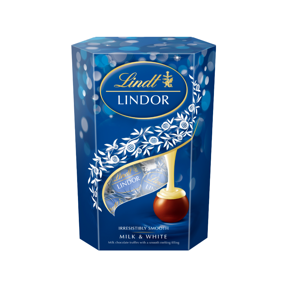 LINDT Lindor Milk & White Cornet 200g (Pack of 8)