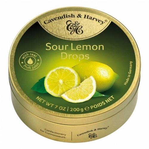 Cavendish &amp; Harvey Sour Lemon Drops Tin 200g