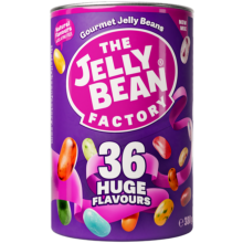 JELLY BEAN FACTORY 36 Huge Flavours Mix - Can 380g (Pack of 12)