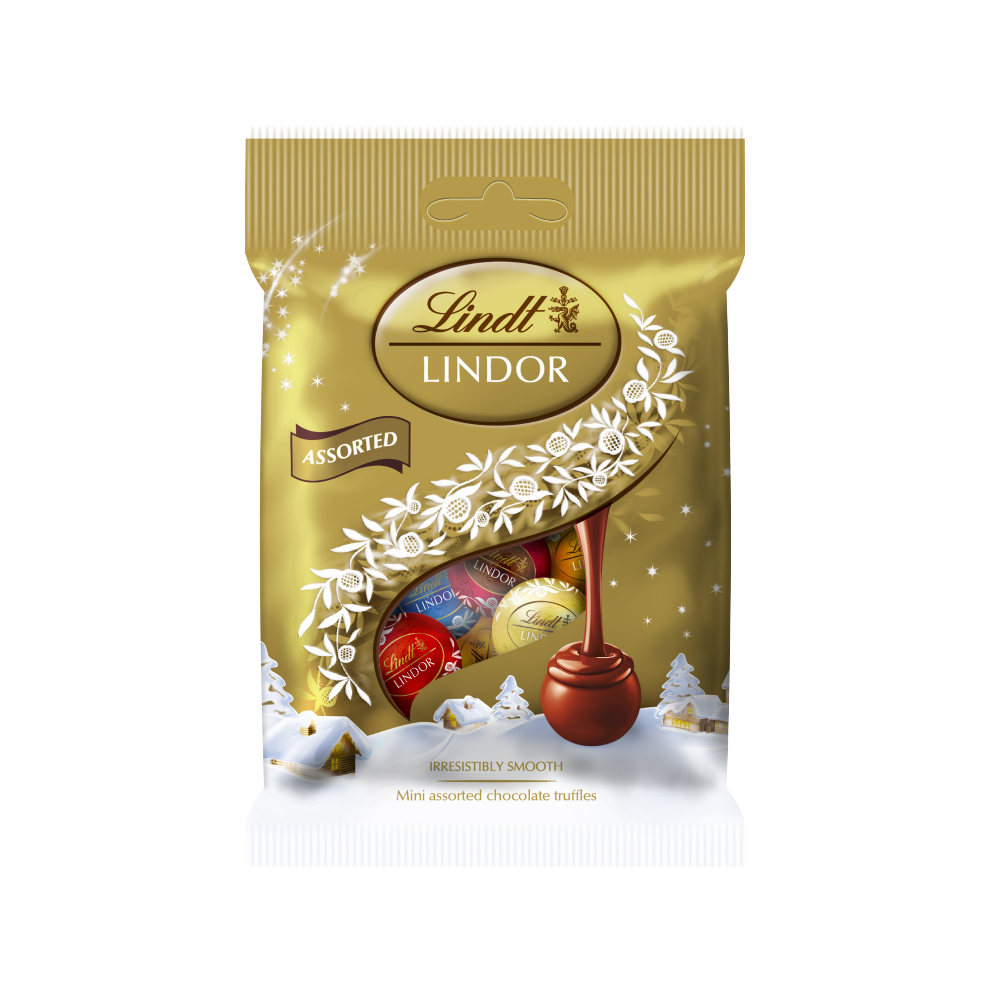 LINDT Lindor Mini Assorted Truffles Bag 80g (Pack of 16)