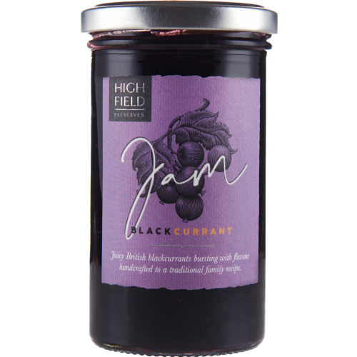 HIGHFIELD PRESERVES Blackcurrant Jam 320g (Pack of 6)