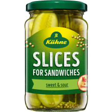 KUHNE Sweet & Sour Gherkin Slices 330g (Pack of 6)