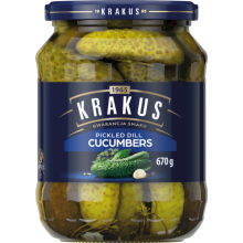 KRAKUS Pickled Dill Cucumbers 670g (Pack of 12)