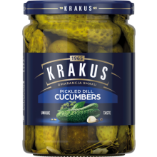 KRAKUS Pickled Dill Cucumbers 490g (Pack of 12)