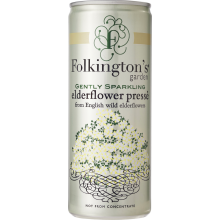 FOLKINGTON'S Gently Sparkling Elderflower Presse Can 250ml (Pack of 12)