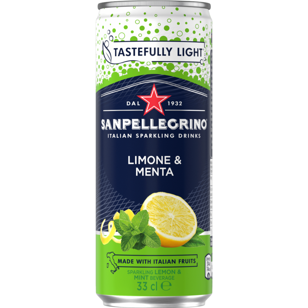 SAN PELLEGRINO Limone & Menta (Lemon & Mint) 330ml (Pack of 12)