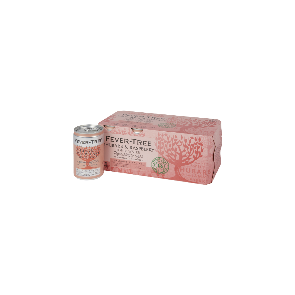 FEVER-TREE R Light Rhubarb & Rasp Tonic Water Cans (8x150ml) (Pack of 3)