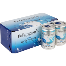 FOLKINGTON'S Club Soda Water (8x150ml) (Pack of 3)