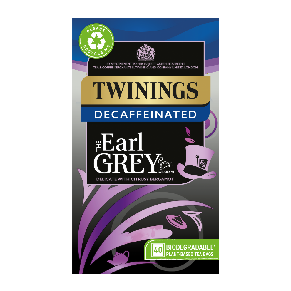 TWININGS Decaffeinated Earl Grey Teabags 40's (Pack of 4)