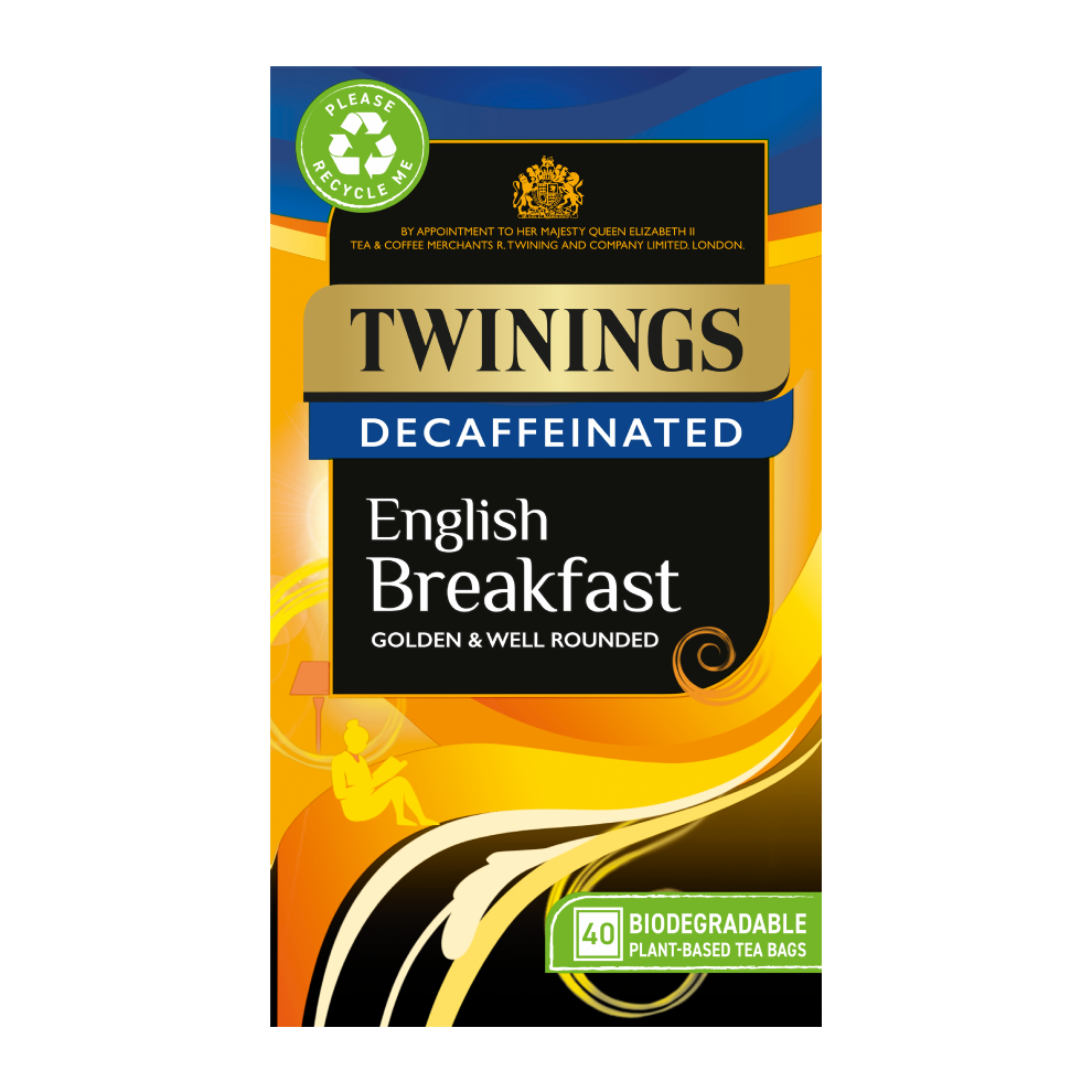 TWININGS Decaffeinated English Breakfast Teabags 40's (Pack of 4)