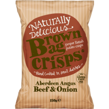 BROWN BAG CRISPS Aberdeen Angus Beef & Onion 150g (Pack of 10)