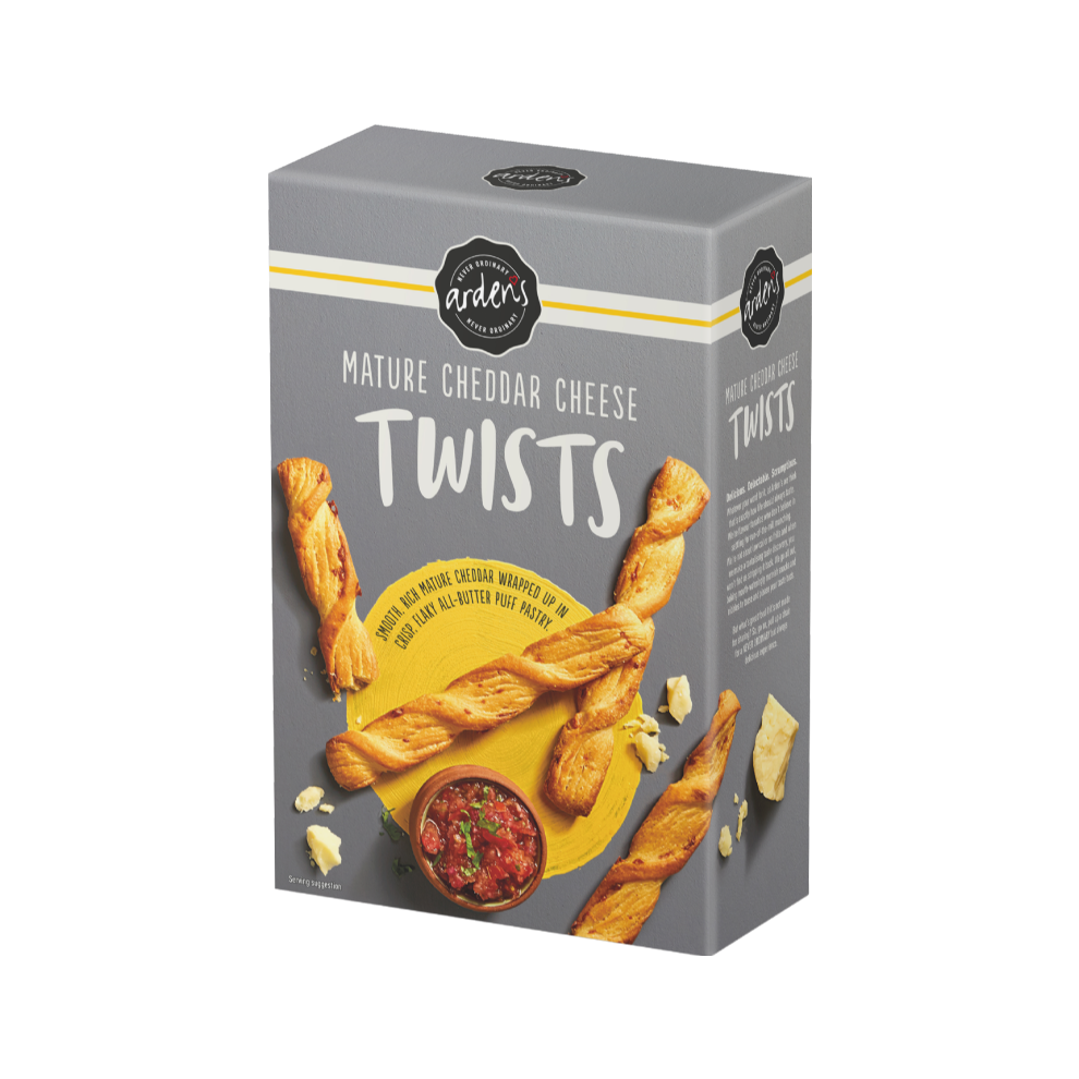 ARDEN'S Twists - Cheddar Cheese 125g (Pack of 8)