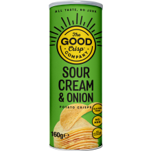 THE GOOD CRISP CO. Sour Cream & Onion Potato Crisps 160g (Pack of 8)