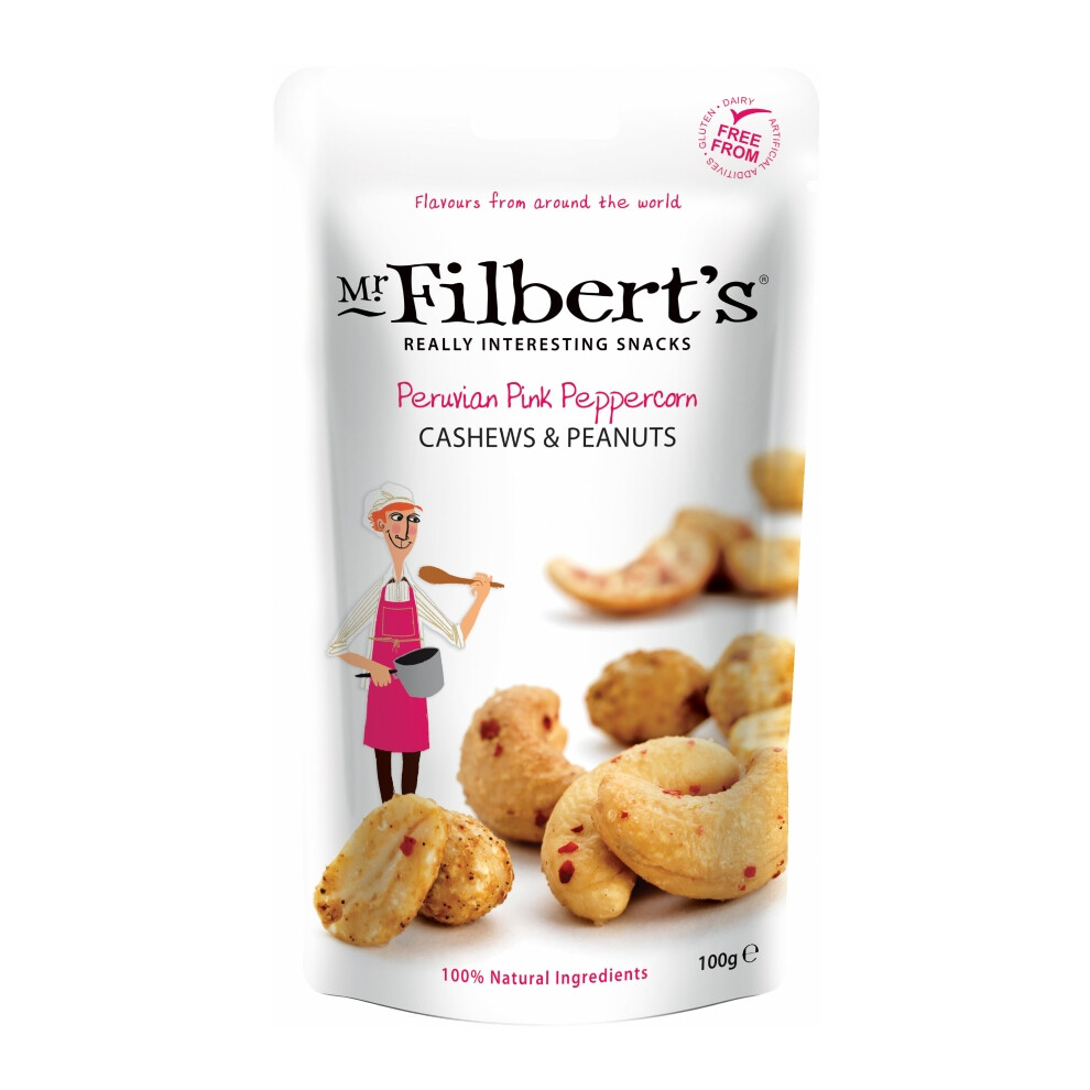 Filbert-Press Pink Mr Filbert's Peruvian Peppercorn Cashews & Peanuts 100G (Pack Of 12)