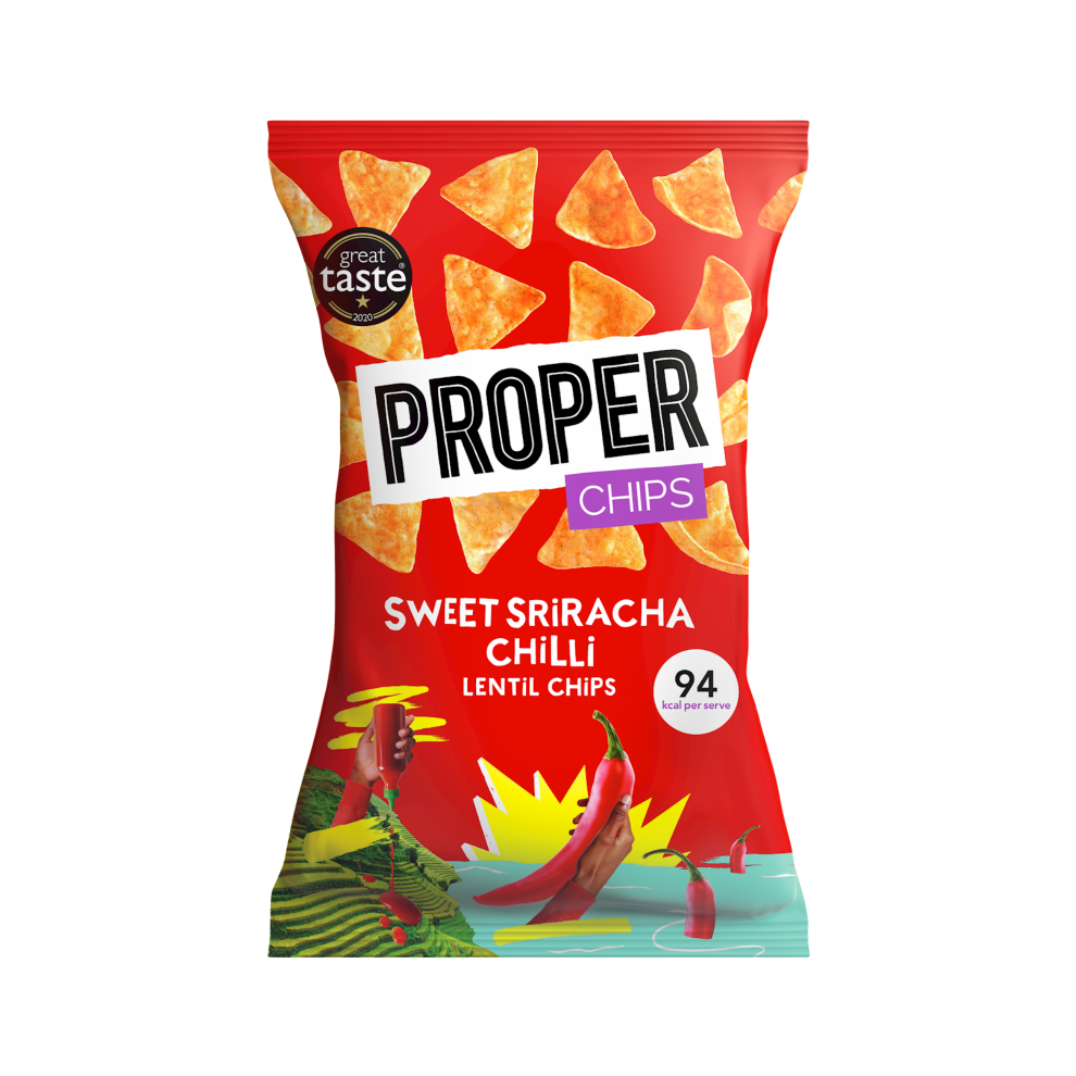 Properchips Sweet Sriracha Chilli Lentil Chips 85g - 8 Pack - Image 3