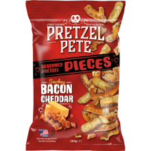 PRETZEL PETE Pretzel Pieces - Smokey Bacon Cheddar 160g (Pack of 8)