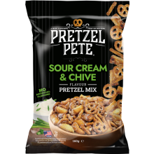 PRETZEL PETE Sour Cream & Chive Flavour Pretzel Mix 160g (Pack of 8)