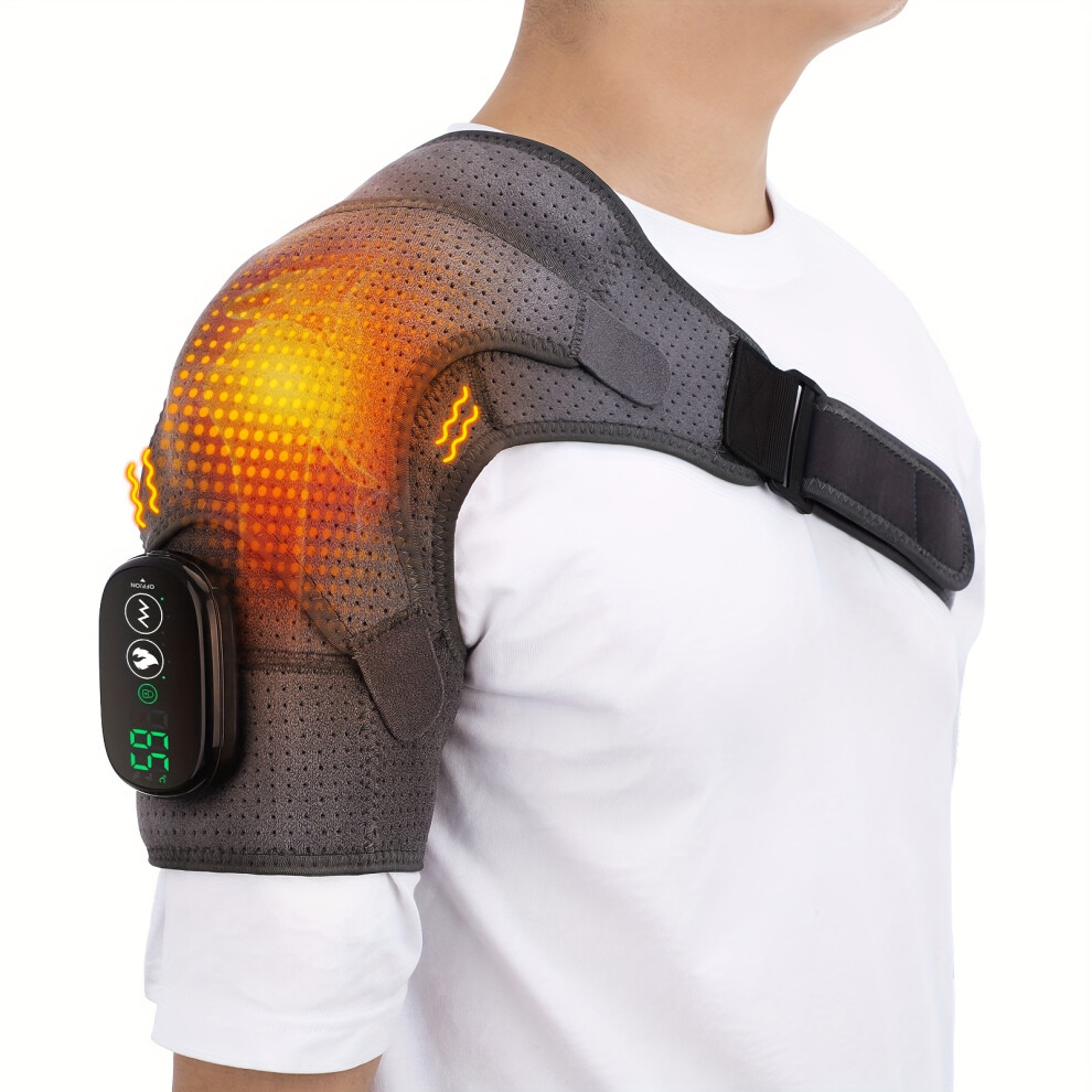 (Grey) 1pc Heated Shoulder Massager - Electric Heating Pad For Men And Women's Shoulder Strap Massage