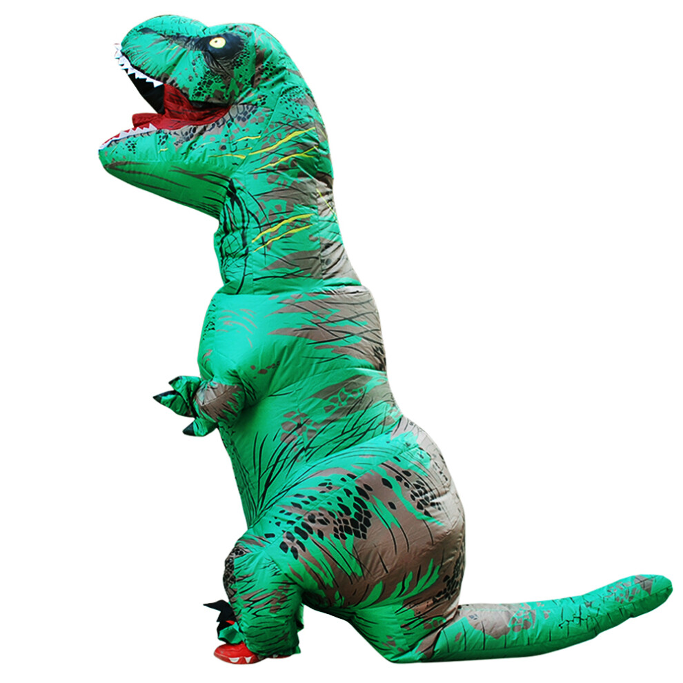 (Green Dinosaur, Fit Height 120-145cm) Adult Kids T-Rex Dinosaur Inflatable Costumes Purim Halloween Christmas Mascot