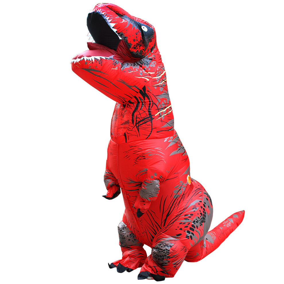 (Red Dinosaur, Fit Height 120-145cm) Adult Kids T-Rex Dinosaur Inflatable Costumes Purim Halloween Christmas Mascot