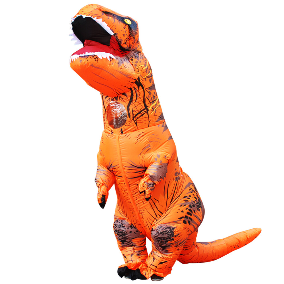 (Orange Dinosaur, Fit Height 150-200cm) Adult Kids T-Rex Dinosaur Inflatable Costumes Purim Halloween Christmas Mascot