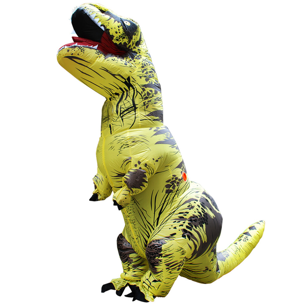 Bghone ( Dinosaur, Fit Height 150-200Cm) Adult Kids T-Rex Dinosaur Inflatable Costumes Purim Halloween Christmas Mascot Yellow