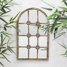Green Distressed Metal Arched Vintage Garden Rustic Mirror